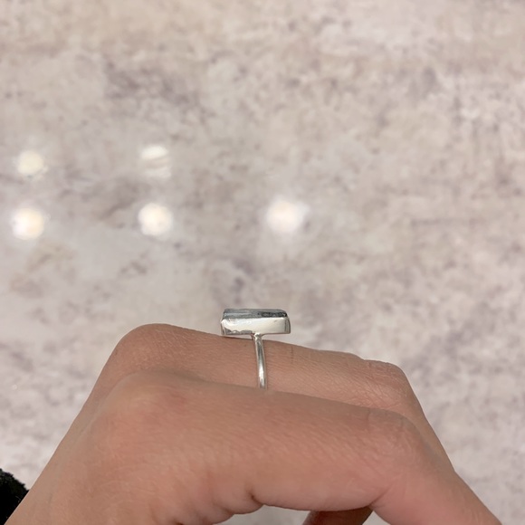 Raw Aquamarine Bar Ring - Picture 3 of 6